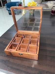 Wooden <b>Spice</b> <b>Box</b> Organizer, Masala <b>Box</b> 9 Compartment, Handmade Sheesham Wood <b>Spice</b> Storage, Indian Kitchen Organizer - Product Image 2
