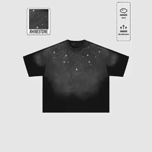 2026 New USA Rhinestone <b>T</b> Shirt Men Luxury Sparkle Bling Shirt Premium Cotton Fashion Streetwear Front <b>Back</b> Style - Product Image 2