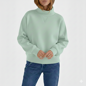 Sweat-shirt à capuche oversize réversible en coton 100% de haute qualité, personnalisé OEM, pour femmes, automne-hiver, col montant - Product Image 5