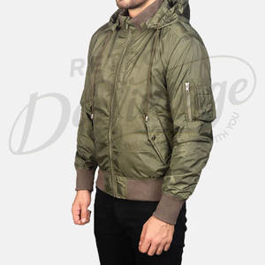 Veste d'hiver matelassée de qualité supérieure pour homme, couleur vert olive, avec capuche, rembourrée, coupe-vent, thermique, style décontracté - Product Image 5