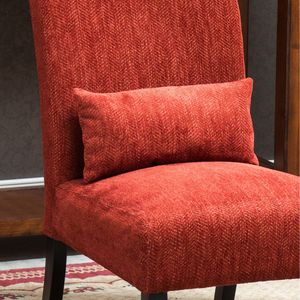 Fauteuil d'appoint sans accoudoirs en tissu chenille rouge contemporain Pisano avec coussin pour salon - Product Image 6