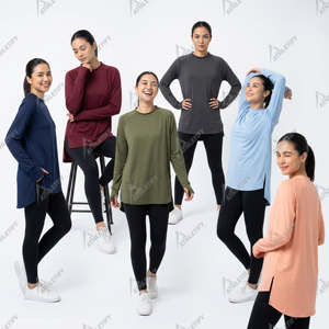 Túnica Deportiva para Mujer con Logotipo Personalizado, Transpirable, de Secado Rápido, con Dobladillo Alto-Bajo, Manga Larga, 100% Poliéster, Ropa Deportiva Musulmana - Product Image 4