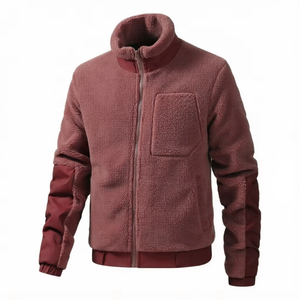 Chaqueta Térmica Sherpa para Hombre, Cuello Alto, Cierre Completo, Abrigo de Invierno Cálido y Grueso, Colores Personalizados, Ropa Exterior de Felpa - Product Image 1