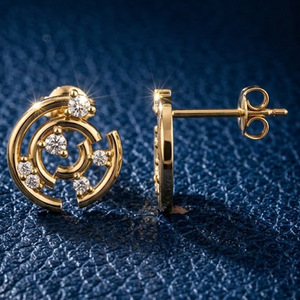 Boucles d'oreilles en or 14 carats avec diamants de laboratoire taille brillant |   Bijoux fins faits à la main tendance pour femmes RIZTA JEWELS |   Cadeau de fête - Product Image 4