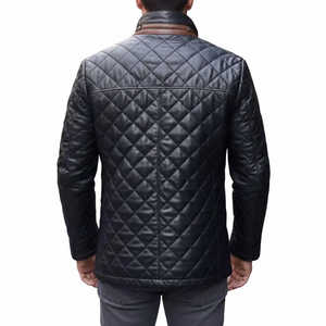 Veste en cuir de mouton matelassée de qualité supérieure Leathertex, fabriquée à la main, pour homme, hiver, taille XS, coupe-vent, style motard, 100% polyester - Product Image 2