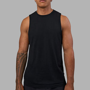 Men's Solid <b>Black</b> <b>Knitted</b> O-Neck <b>Tank</b> <b>Top</b> Casual Wear - Product Image 5