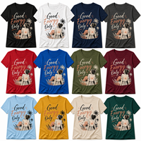 T-shirt décontracté pour femme à col rond et manches courtes, imprimé floral Good Energy, 100 % coton jersey respirant, printemps-été