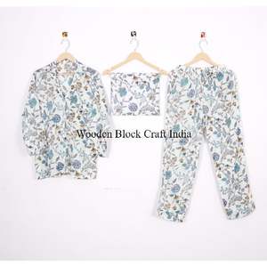 ชุดนอนผ้าฝ้ายแท้ 100% ขายดีที่สุด แขนยาว สวมใส่สบาย ชุดนอนแสนอบอุ่นสำหรับผู้หญิง ชุดลำลองติดกระดุมแบบคลาสสิก - Product Image 6