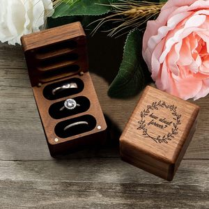 Wood <b>Ring</b> <b>Box</b> for 3 <b>Rings</b> Wedding Ceremony - Engraved Wooden <b>Ring</b> <b>Bearer</b> <b>Box</b> Wedding Accessories - Product Image 4