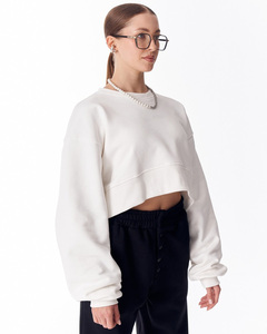 Sweat-shirt court oversize élégant pour femme, pull en molleton doux à manches longues, haut décontracté tendance style streetwear - Product Image 2