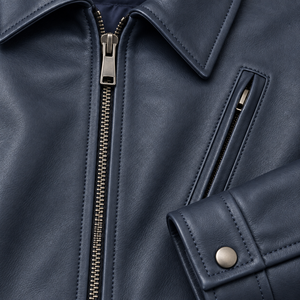 Premium Coated <b>Genuine</b> <b>Leather</b> <b>Jacket</b> <b>Men</b> Motorcycle Biker Fashion Outerwear Custom Wholesale Stand Collar Front Logo Waterproof - Product Image 5