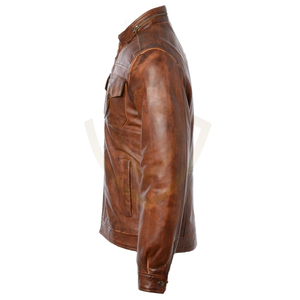 Custom Stylish High Quality Men's Leather Jacket for Winter New Zipper Style with Front Logo Leather Jacket - Product Image 4