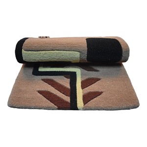 Tapis d'appoint moderne abstrait tribal en laine tuftée à la main, terracotta, rose, poussière, brun foncé, crème, beige, haute qualité - Product Image 5