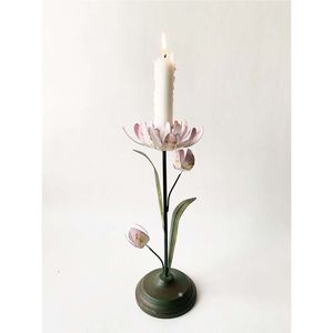 Handmade Floral Metal <b>Candlestick</b> Holder Luxury Iron Tulip Taper Candle Stand Decorative Flower Tabletop Centerpieces Decor - Product Image 1