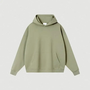 Sweat-shirt à capuche en coton tissé de haute qualité pour homme, 380 GSM, coupe oversize, en tissu éponge, couleur unie, style streetwear, collection automne-hiver - Product Image 6