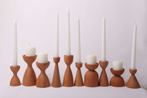 เชิงเทียนไม้ทำด้วยมือเชิงเทียนไม้สำหรับตกแต่งบ้านและตกแต่งห้องครัวและโต๊ะด้วยงานฝีมือหลายชิ้น - Product Image 4