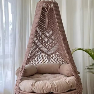 Handmade Macrame <b>Swing</b> Chair: Boho Cotton <b>Hammock</b>, Hanging Rope Chair - Product Image 1
