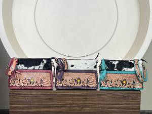 Luxury Premium Floral Tooled Design Genuine Cowhide Hair on Leather Crossbody Handbag Handmade Boho Western Women's Bag - Product Image 4