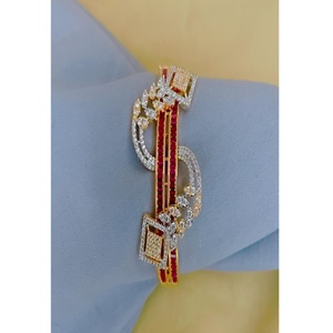 Ethnic Gold Plated Brass <b>Charm</b> Bracelet with American Diamond Sparkling Zircon for Women and Girls - Product Image 1