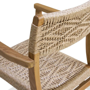 Minimalist Outdoor Dining <b>Chairs</b> made of Natural Teak <b>Wood</b> with Rattan Weave Perfect for Home Decoration Furniture - Product Image 5