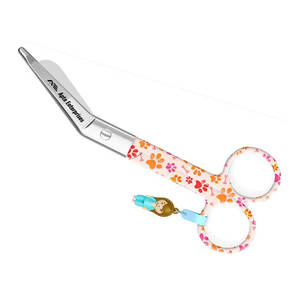 Ciseaux à bec de canard manuels en acier inoxydable avec motif de pattes de chien orange pour des coupes rapides et précises sur les bandages - Product Image 2