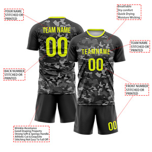 ชุดเสื้อฟุตบอลสีดำเหลืองล้วน โพลีเอสเตอร์ 100% ปักชื่อทีมได้ แขนสั้น ไซส์ใหญ่พิเศษสำหรับผู้ชาย ป้องกันรังสียูวี แห้งเร็ว สำหรับออกกำลังกาย - Product Image 6