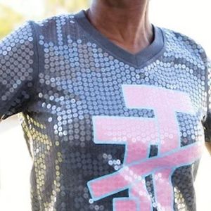 Women Sparkle <b>Sequin</b> T Shirt Short Sleeve Crew Neck Oversized Graphic Letter Tee Shiny Custom Casual Fashion <b>Top</b> for Events - Product Image 2