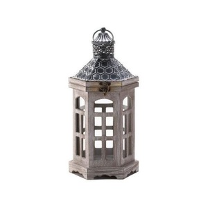 Farol de Madera Natural con Ventanas de Vidrio, Asa de Cuerda, Portavelas, Decoración de Mesa Estilo Rústico - Product Image 2