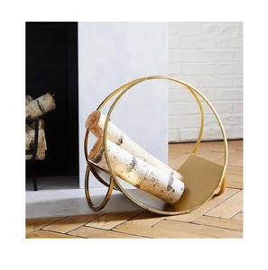 Brass Firewood <b>Rack</b> Eco Friendly High Quality Antique Brass Curved <b>Log</b> <b>Rack</b> & Holder With Circle Crafts - Product Image 2