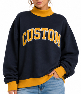 Sweat-shirt à col montant de haute qualité 380 GSM pour femme, grande taille, pull-over oversize imprimé personnalisé pour l'hiver - Product Image 3