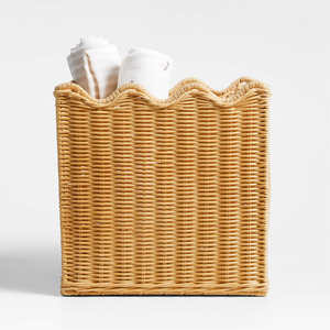 Panier en osier festonné en gros, panier de rangement décoratif, panier organisateur en rotin naturel, parfait pour la décoration d'étagères et le rangement - Product Image 1