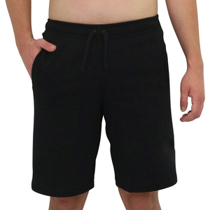 Shorts Bermuda en coton noir uni pour homme avec cordon de serrage à la taille et poches, style décontracté, coupe mi-haute - Product Image 1