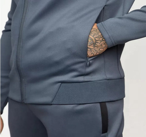 Survêtement à capuche pour homme, couleur unie, sportif, séchage rapide, en spandex et polyester, coupe régulière, poches latérales, pour l'automne - Product Image 6