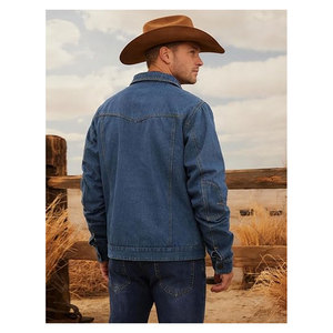 Mens <b>Flannel</b> Lined Denim <b>Jacket</b> Snap Cowboy Cut Western Classic Slim Fit Vintage Heavy Duty Trucker Coat Rugged Warm Stylish - Product Image 4