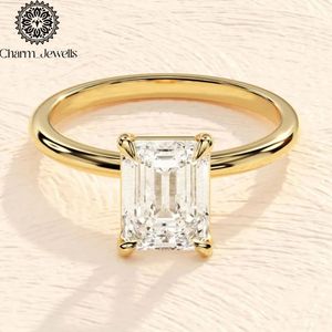 Bague de fiançailles classique pour femme Charm Jewels en or 10K plaqué or, sertie de moissanite taille coussin, certifiée IGI, 3 grammes - Product Image 1