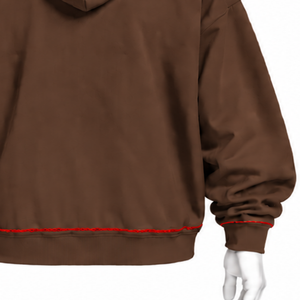 Chocolate Brown Indus Embroidered <b>Hoodie</b> Floral <b>Stitch</b> Design Kangaroo Pocket Relaxed Fit Casual Streetwear Winter Pullover - Product Image 6
