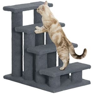 Albero per Gatti in Legno con Tiragraffi in Sisal, Scala per Animali Domestici da Interno, Materiale Plastico e Cartaceo per Gatti e Cani - Product Image 2
