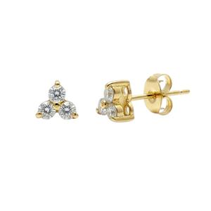 Pendientes de Oro de 14K con Diamantes Cultivados en Laboratorio de 0.24 Ct, Elegantes, con Tres Piedras, Estilo Minimalista, Joyería Fina, Regalo para Mujer, para Fiestas - Product Image 3