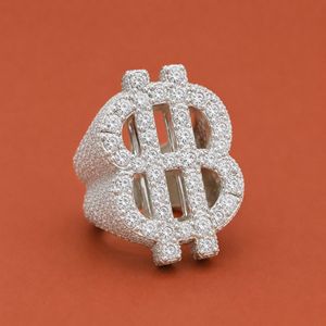 Anillo con Símbolo de Dólar Plateado con Incrustaciones de Diamantes Moissanite Estilo Hip Hop para Hombre, Joyería de Moda de Lujo - Product Image 2