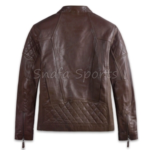 Chaqueta de Cuero Marrón para Hombre, Estilo Motero Vintage, Abrigo Clásico de Invierno, Prenda Exterior Elegante y Cómoda - Product Image 2
