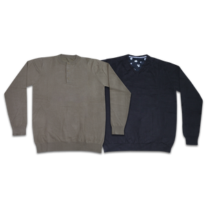 Pull-over à col en V de couleur unie en coton tricoté chaud pour hommes - Product Image 3