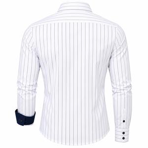 Chemise habillée pour homme, coupe classique, manches longues, couleur unie, tenue de travail décontractée avec poche, chemise formelle pour homme en tissu popeline - Product Image 3