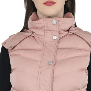 Gilet matelassé léger pour femme, grande taille, avec fermeture éclair et bouton, col montant, 90% duvet de canard rose de qualité supérieure - Product Image 2