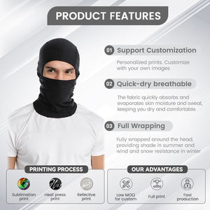 Masque de ski intégral de haute qualité pour hommes, noir et blanc, pour moto, hiver, hijab, cagoule, logo personnalisé - Product Image 3