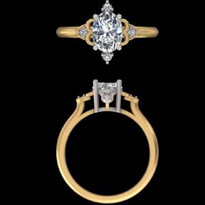 Anillo de Compromiso con Diamante de Corte Ovalado de 1.32ct, Oro Amarillo de 14k/18k, Diseño Vintage de Estrella, Joyería Fina Personalizada para Boda o Aniversario - Product Image 2