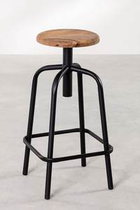 Taburete alto ajustable Vandana Flux Arista en acero negro y madera Ery - Product Image 2