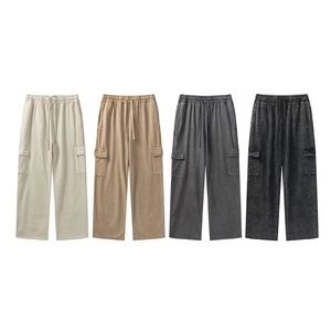 Pantalon cargo en velours côtelé pour femme, taille élastique, coupe ample, couleur unie, plusieurs poches, tenue décontractée pour l'automne - Product Image 1