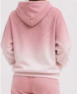 Sudadera con Capucha para Mujer de Alta Calidad, Color Sólido, Manga Larga, Forro Polar con Cuentas, Ropa Casual de Otoño, Sudadera Rosa - Product Image 2