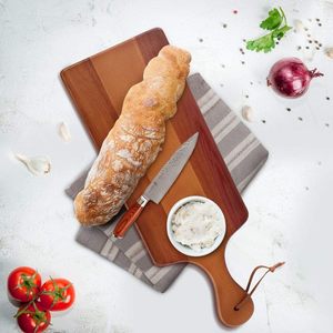 Planche à découper en bois d'acacia avec poignée, planche à fromage en bois, planches à charcuterie pour le pain, la viande, les fruits, plateau de service alimentaire - Product Image 1
