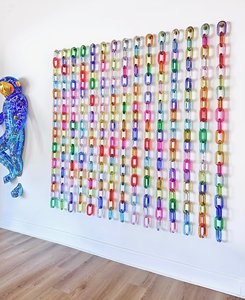 Juego de Eslabones de Cadena de Resina Acrílica Transparente y Colorida para Colgar en la Pared, Decoración de Arte Interior para Sala de Estar Moderna y Escaleras - Product Image 1